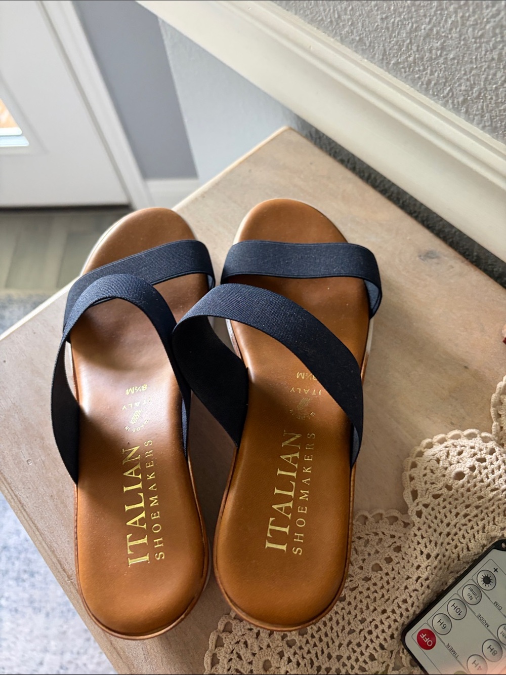 Italian Shoemakers Black and Brown Slip-On Sandals